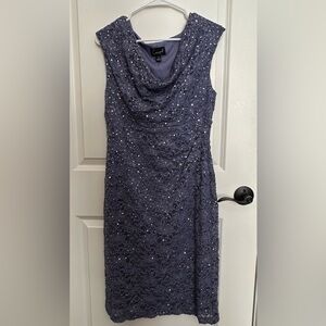 Dusty powder blue sequin lace connections brand dress. Size 12